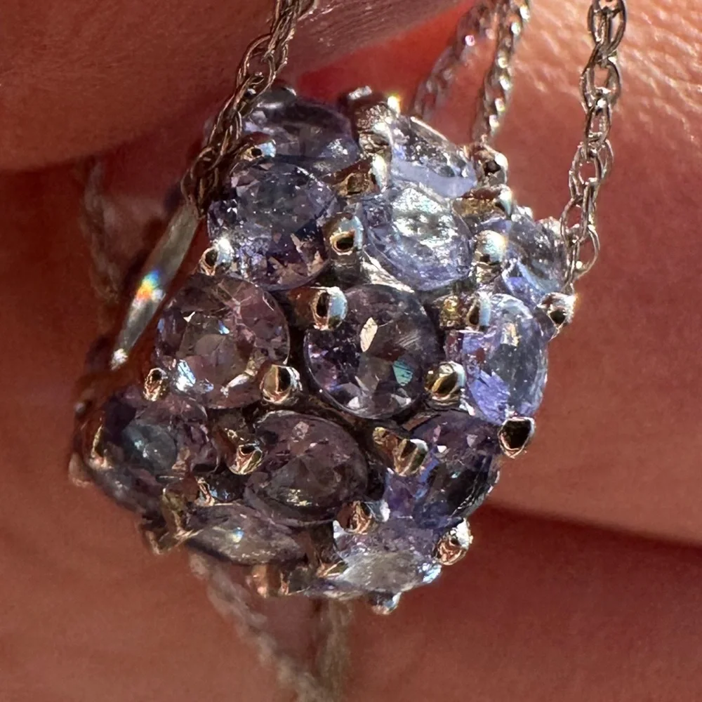 14k White Gold Tanzanite Pendant Bead & “18.25 Inch Chain